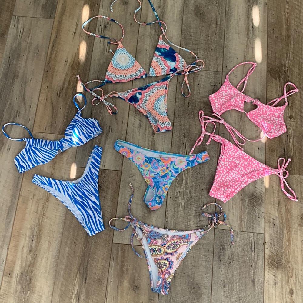 Lot of Shein bathing suits, like new, All 3 sets plus 2 bottoms